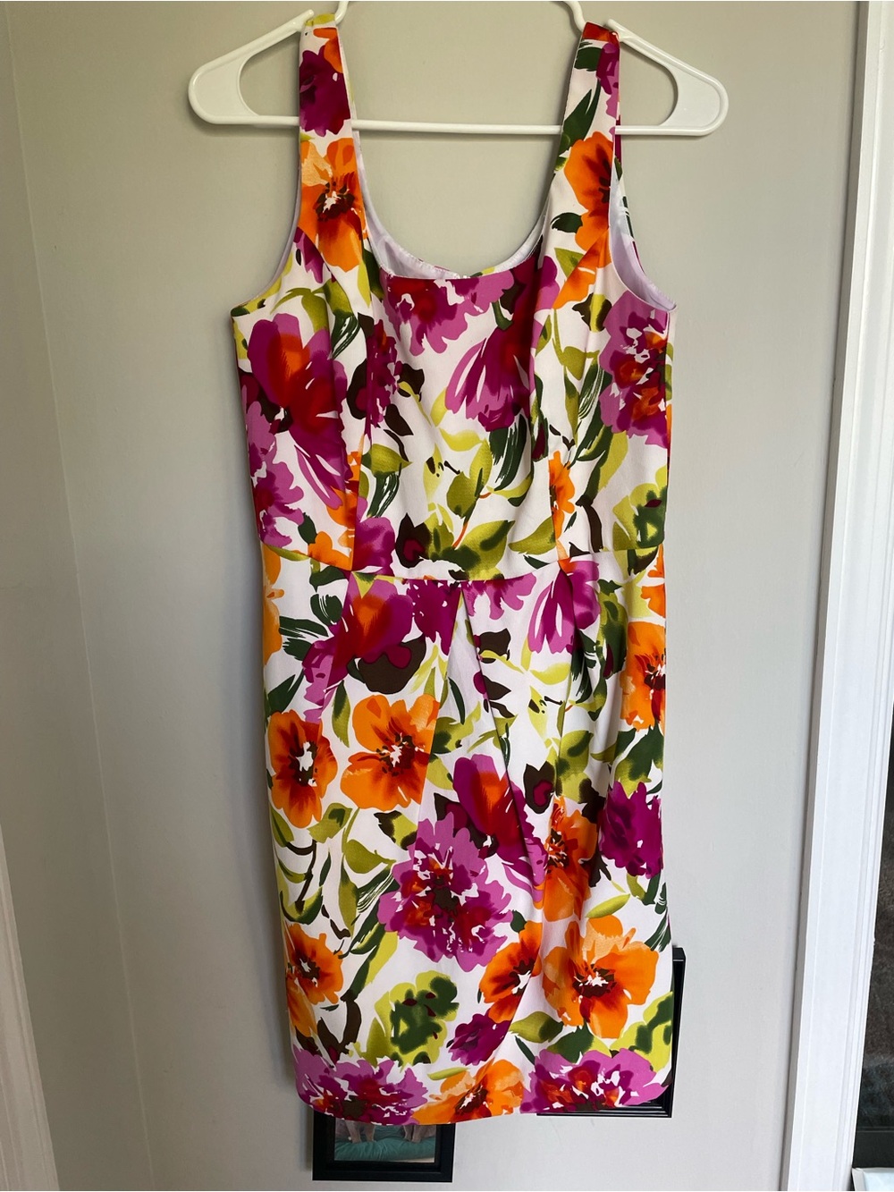 Emma & Michele White Mini Dress with Pink & Orange Floral Print